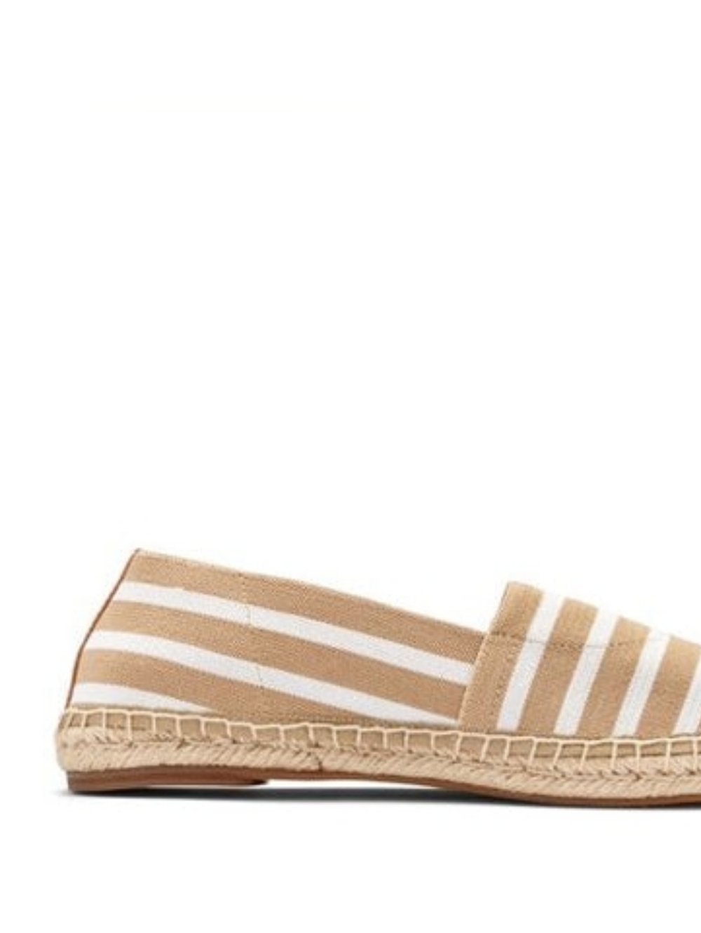 Vionic Valeri Slip On Sand Striped Canvas Espadrille Slip-Ons in Beige & White 9 - Picture 2 of 8